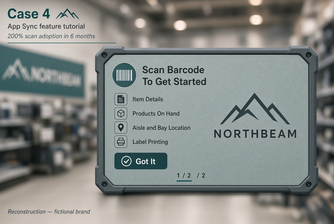 App Sync feature tutorial — Scan Barcode To Get Started. Reconstruction. Not production UI.